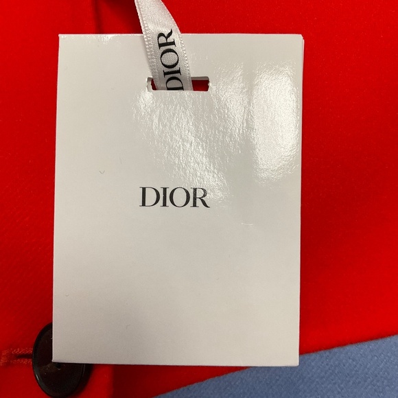 CHRISTIAN DIOR BRIGHT ORANGE / LIGHT BLUE DOUBLE FACE FANTAISIE COAT - Picture 6 of 7